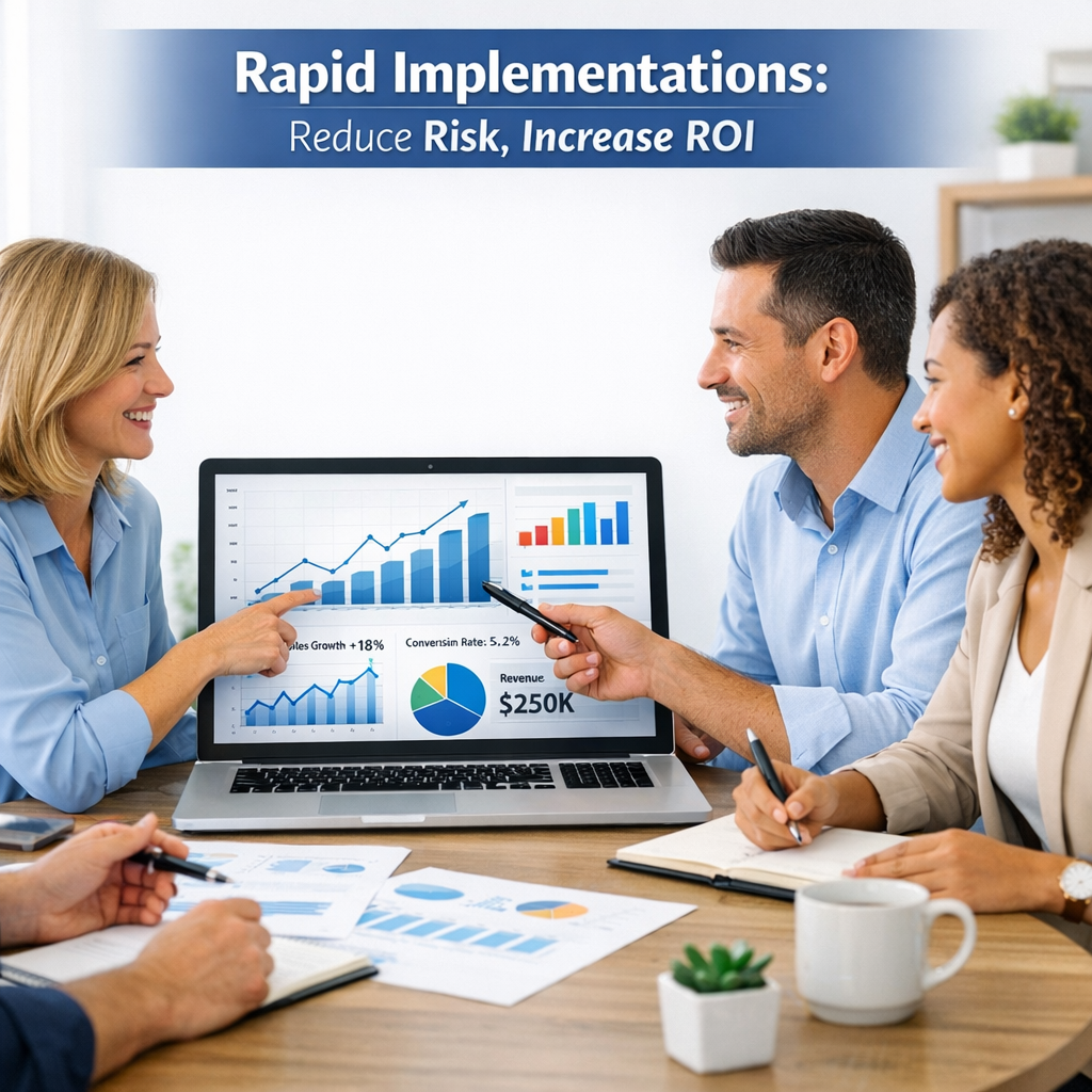 a professional small business setting showing a te